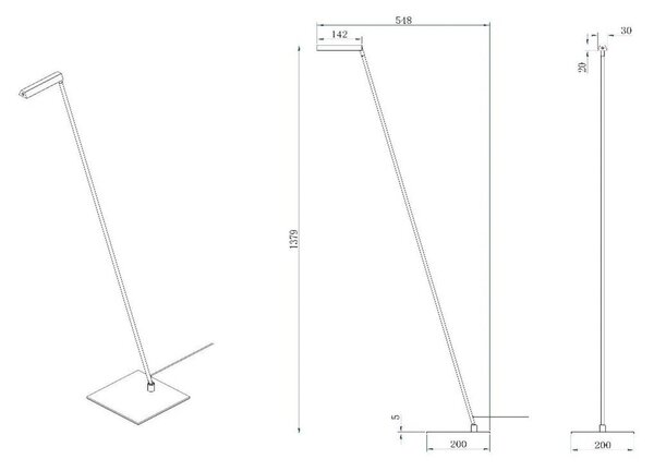 Lucide Lampa stojąca LED Lavale, czarna, ściemniana, wysokość 138 cm