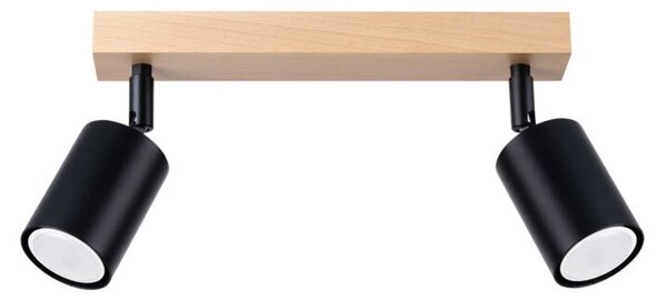 Lampa sufitowa czarna-drewno VERDO 2xGU10x10W wym:17,5x30x46cm Sollux