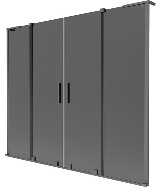 Mexen Velar L Duo parawan nawannowy 2-skrzydłowy rozsuwany 170 x 150 cm, grafit, gun metal - 896-170-003-42-95