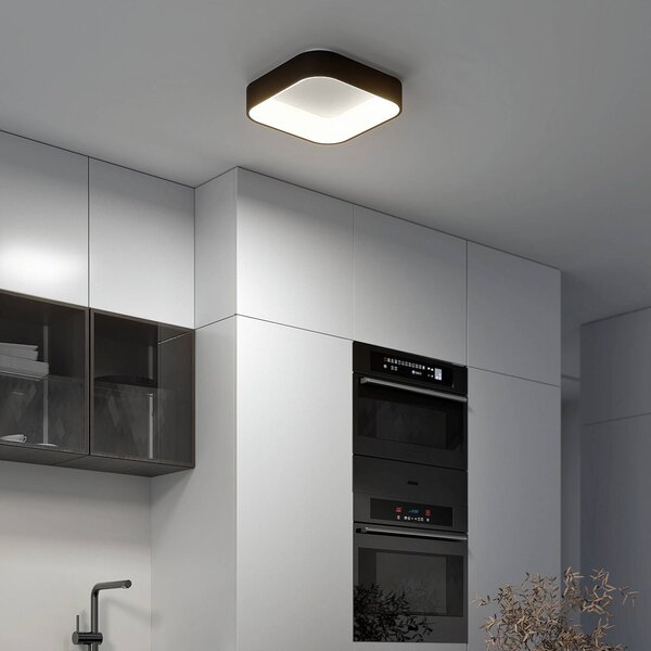 Lampa sufitowa LED Aleksi Arcchio, możliwość ściemniania, czarny, kuchnia, metal, nowoczesny
