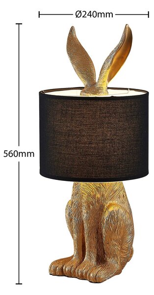 Lampa stołowa Lorentina Lindby, czarny, salon / jadalnia, tkanina / materiał / jedwab, design