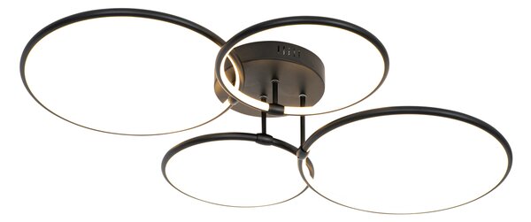 Lampa sufitowa czarna z 4-punktowym ściemniaczem LED 3-stopniowo - Joaniqa Oswietlenie wewnetrzne