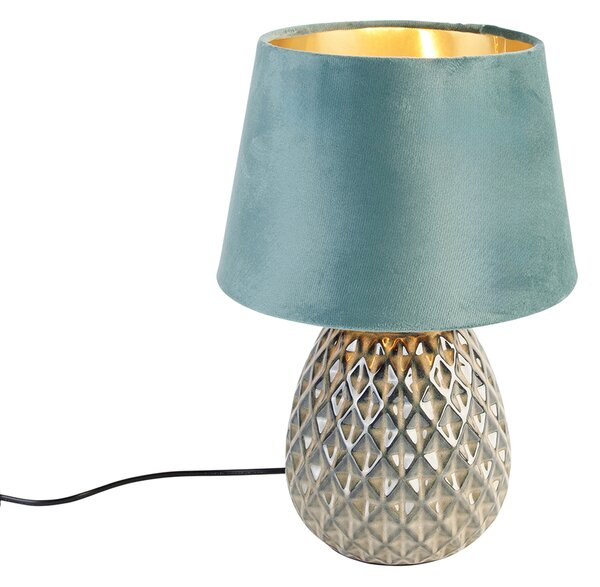 Klasyczna lampa stołowa zielona 35 cm - Betty Oswietlenie wewnetrzne