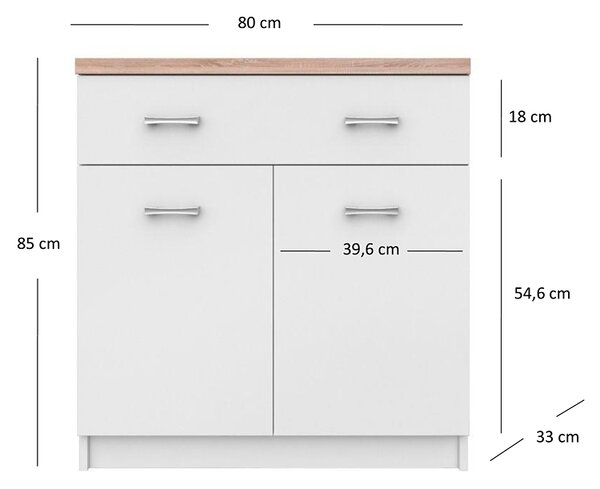 Biała komoda z szufladą i półkami 80 cm L3-W91