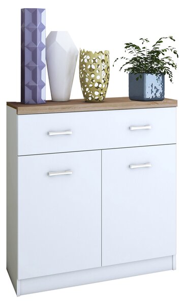 Biała komoda z szufladą i półkami 80 cm L3-W91