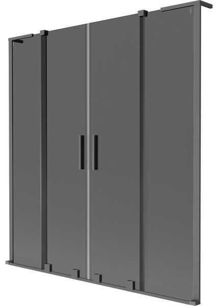 Mexen Velar L Duo parawan nawannowy 2-skrzydłowy rozsuwany 160 x 150 cm, grafit, gun metal - 896-160-003-42-95