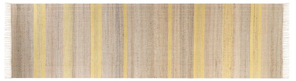 Dywan chodnik z juty z frędzlami 80 x 300 cm beżowo-żółty Talpur Beliani