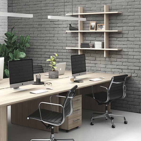 Biurko DOUBLE SOLID, 180x165 cm, dąb naturalny
