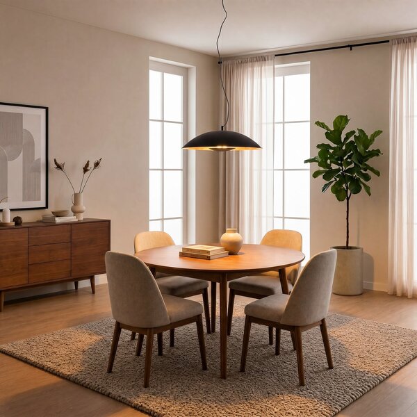 Lampa Wisząca Lindby, Emilienne, ściemnialny, czarny, salon, metal, nowoczesny