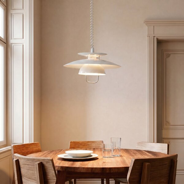 Lampa Wisząca Lindby, Nadija, ściemnialny, biały, kuchnia, metal, skandynawski