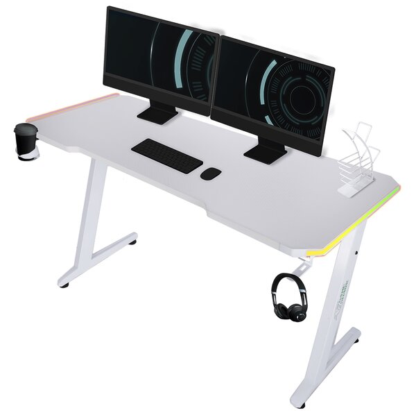 Gamingowe biurko komputerowe z podkładką i oświetleniem Zeo