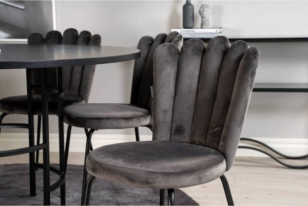 Venture Home Krzesła stołowe Limhamn, 2 szt., aksamitne, czarno-szare
