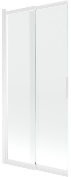 Mexen Fox parawan nawannowy 2-skrzydłowy przesuwny 85 x 150 cm, transparent, biały - 891-085-002-20-00