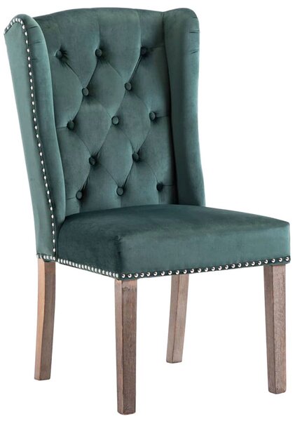 Ciemnozielone krzesło tapicerowane z kołatką - Oksana