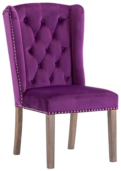 Fioletowe krzesło drewniane tapicerowane z kołatką - Oksana