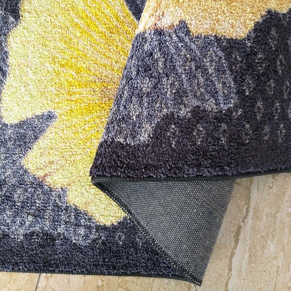 Czarny nowoczesny dywan w kwiaty E5-N54