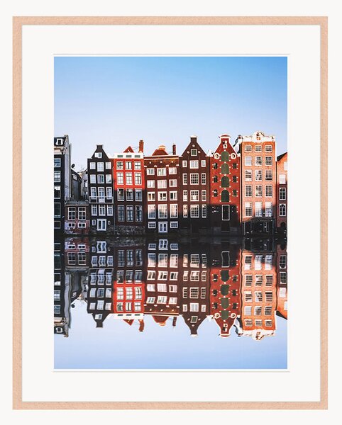 Oprawiony druk cyfrowy Houses Reflections At Night