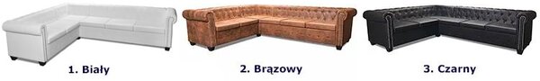 6-osobowy biały narożnik w stylu Chesterfield S4-R07