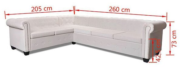 6-osobowy biały narożnik w stylu Chesterfield S4-R07