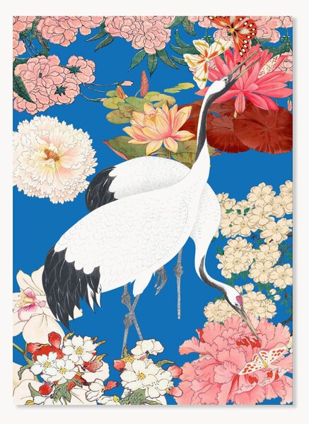 Plakat Japanese Cranes Floral Art
