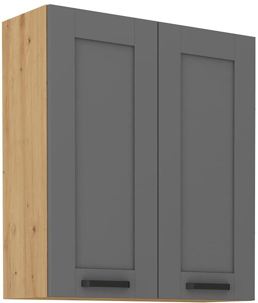 Szafka kuchenna wisząca górna LUNA 80 G-90 2F Szary/Dąb Artisan