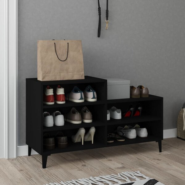 Szafka na buty, czarna, 102x36x60 cm, materiał drewnopochodny