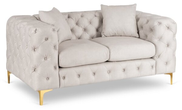 Sofa SORRENTO 2S Dwuosobowa Kremowa Welurowa Nowoczesna Glamour