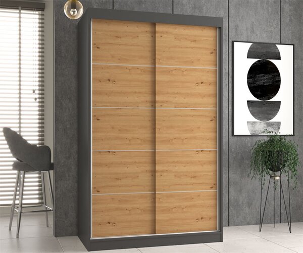 Szafa ze szprosami 120 cm dąb artisan antracyt L6-W74