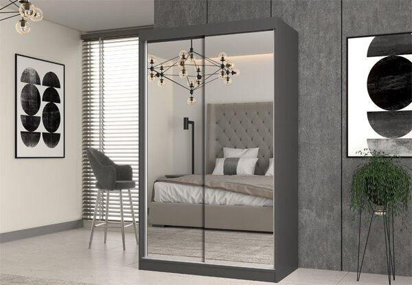 Lustrzana szafa przesuwna 120 cm dąb artisan antracyt Z9-W25
