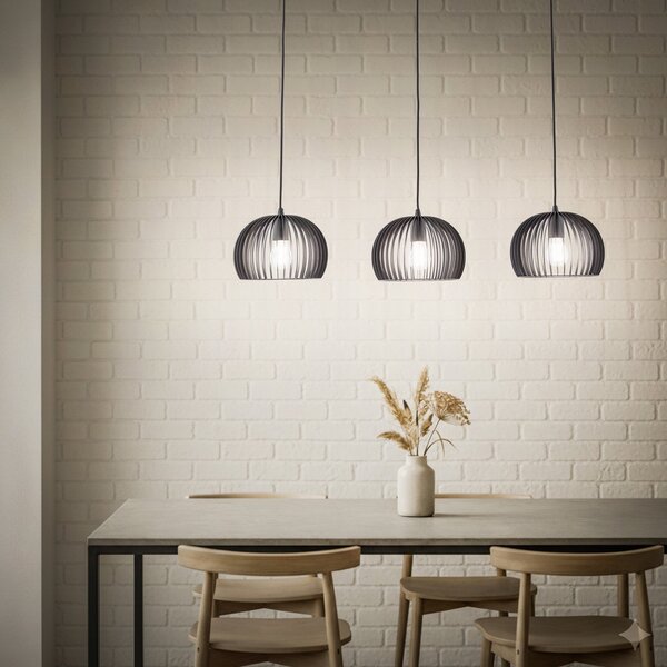 Lampa Wisząca Lindby, Jusra, ściemnialny, czarny, salon, metal, nowoczesny