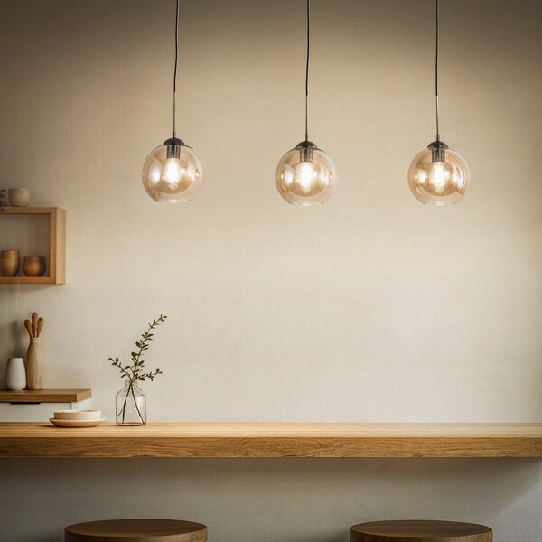 Lampa Wisząca Lindby, Sofian, ściemnialny, antyczny mosiądz, salon, szkło, nowoczesny