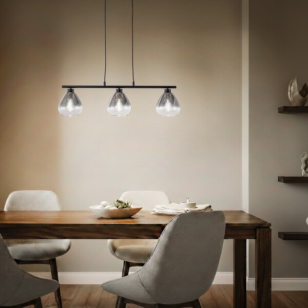 Lampa Wisząca Lindby, Pendura, ściemnialny, szary, jadalnia, szkło, nowoczesny