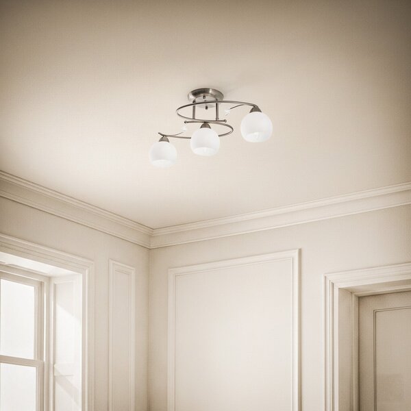 Lampa Sufitowa Lindby, Svean, ściemnialny, metaliczny, salon, szkło, nowoczesny