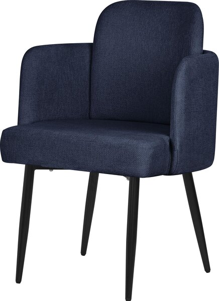 Krzeso do jadalni ML-Design Granatowe obicie z tkaniny Krzeso kuchenne z podokietnikiem i oparciem o wygldzie rattanu Krzeso tapicerowane Metalowe nogi Ergonomiczne krzeso do salonu
