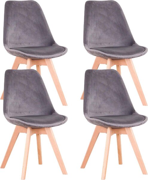 Krzesa do jadalni Happyment Samt – szare – krzesa typu bucket – zestaw 4 sztuk – krzesa do salonu i kuchni – nowoczesne i eleganckie – wysoko siedziska 43 cm – krzesa tapicerowane