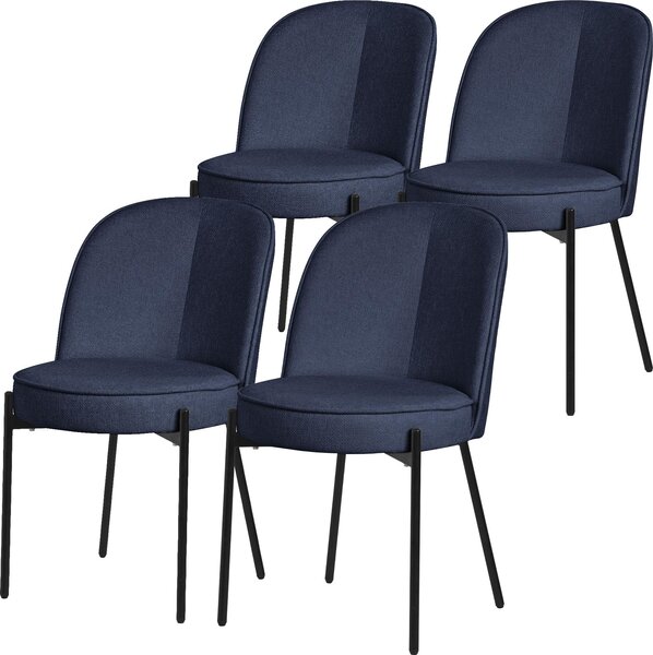 ML-Design krzesa do jadalni zestaw 4 granatowych krzese kuchennych z poliestru z metalowymi nogami krzeso do salonu z oparciem tapicerowane krzesa do jadalni