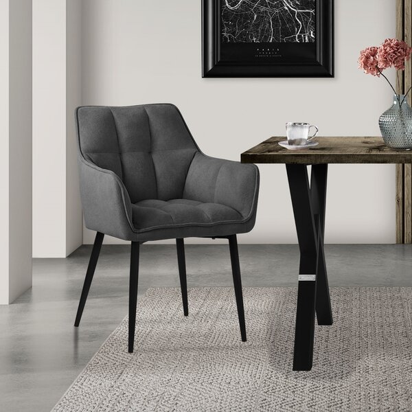 Krzeso do jadalni ML-Design z tkaniny frotte, ciemnoszare, z grubym tapicerowanym siedziskiem