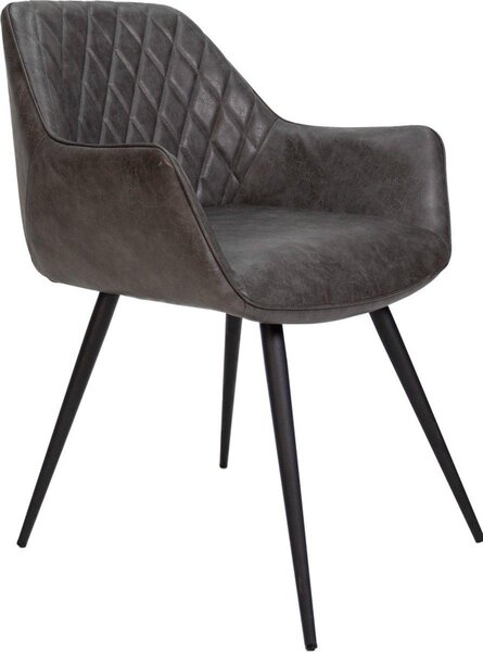 Krzeso do jadalni - Sztuczna skóra Antraciet - Metalowa rama - Krzeso do jadalni z podokietnikami - Wysoko siedziska 49 cm - 1 szt