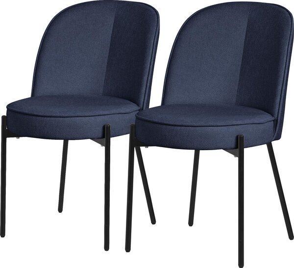 ML-Design krzesa do jadalni zestaw 2 granatowych krzese kuchennych z poliestru z metalowymi nogami krzeso do salonu z oparciem tapicerowane krzesa do jadalni