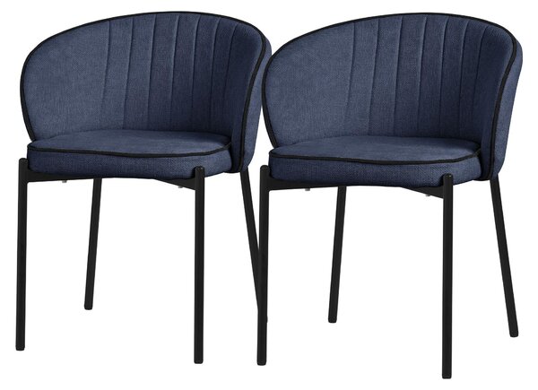 ML-Design krzesa do jadalni zestaw 2 ciemnoniebieskich krzese kuchennych z obiciem z tkaniny metalowe nogi oparcie krzesa do salonu tapicerowane krzesa do jadalni i kuchni
