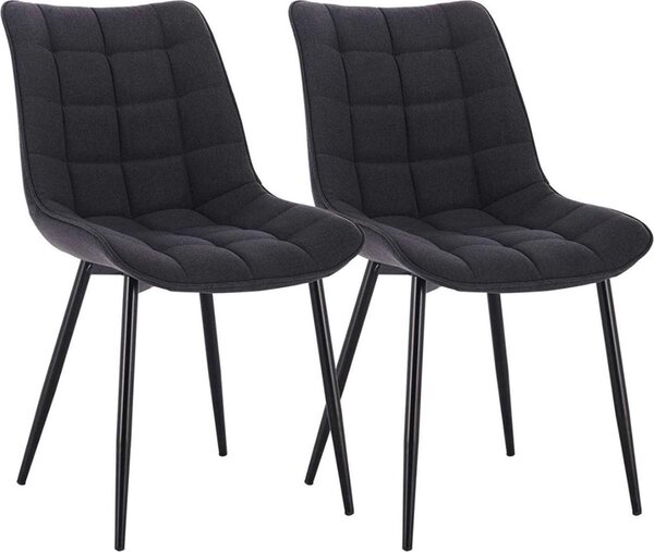 Luksusowe krzesa do jadalni Happyment – ciemnoszare – krzesa z podokietnikami – zestaw 2 sztuki – krzesa do salonu i kuchni – nowoczesne i eleganckie – wysoko siedziska 47 cm