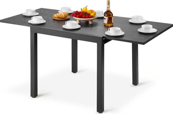 VEVOR rozkadany stó ogrodowy stó balkonowy (80-160 cm) wykonany ze stali wglowej + aluminium, stó do jadalni na zewntrz patio taras ogród weranda, wodoodporny, nono 68 kg ciemnoszary