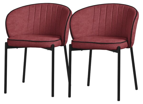ML-Design krzesa do jadalni zestaw 2 czerwonych krzese kuchennych z obiciem z tkaniny metalowe nogi krzeso do salonu z oparciem tapicerowane krzesa do jadalni i kuchni