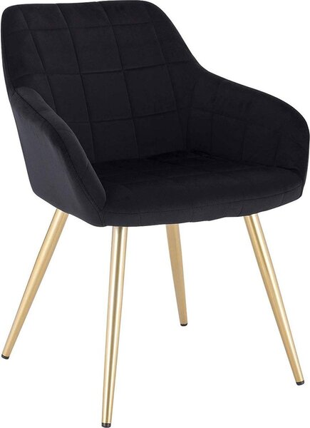 Happyment Stoel Ziva – krzeso do jadalni – czarny aksamit – zote metalowe nogi – 1 sztuka – wysoko siedziska 47 cm – wersja Deluxe