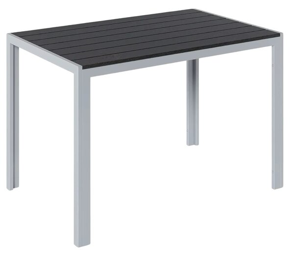Stó ogrodowy - Stó do jadalni na zewntrz - Stó do ogrodu i na taras - Prostoktny stó aluminiowy z metalowymi listwami - 110x70x73 cm - Szary