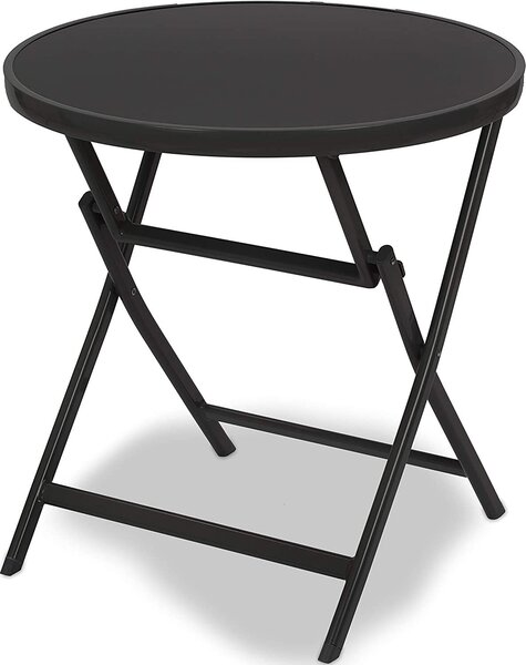 BRUBAKER Milano stolik boczny lub stó do jadalni - Szklany okrgy stó skadany jako stó ogrodowy - Ø 70 cm - Aluminium - Odporny na warunki atmosferyczne - Antracyt