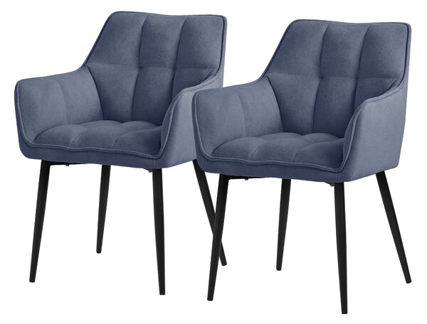 Krzeso do jadalni ML-Design 2x frotte, niebieskie, z grubym tapicerowanym siedziskiem