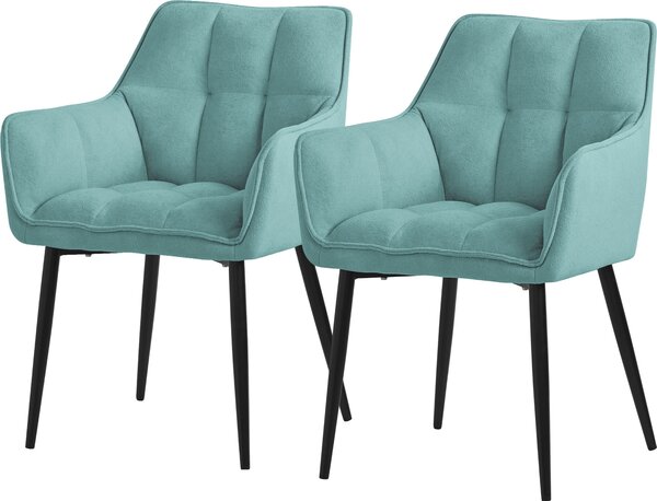 ML-Design 2x krzeso do jadalni z tkaniny frotte, benzyna, z grubym tapicerowanym siedziskiem