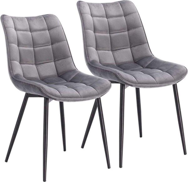 Zestaw 2 krzese do jadalni, aksamit, jasnoszary – krzeso z siedziskiem w ksztacie misy – krzeso do jadalni i kuchni – krzeso do salonu – wygodne krzeso – nowoczesny design