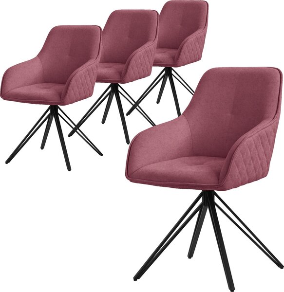 Obrotowe krzeso do jadalni ML-Design 4x, antyczny ró, wykonane z tkaniny z metalowymi nogami